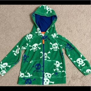 Mini Boden pirate skull green hoodie